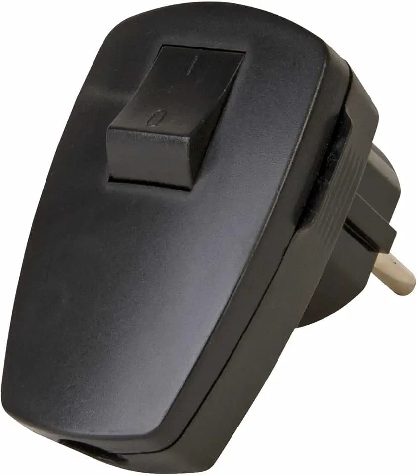 Kopp Schutzkontakt-Stecker mit Schalter, 1 Stück, schwarz, 170405009
