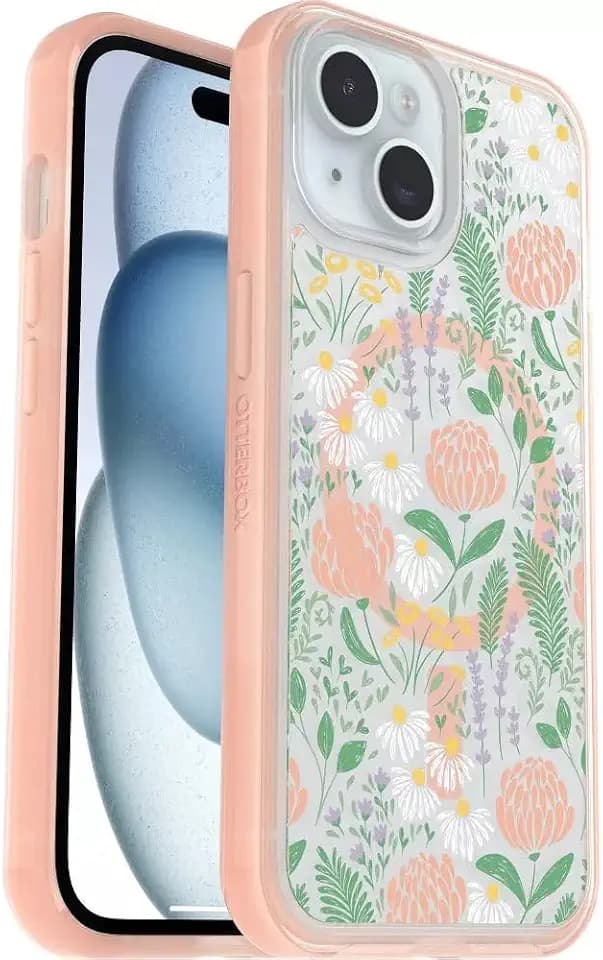 OtterBox iPhone 17e, 16e, 15, 14,13 – Symmetry MagSafe Case - Peachy Bloom