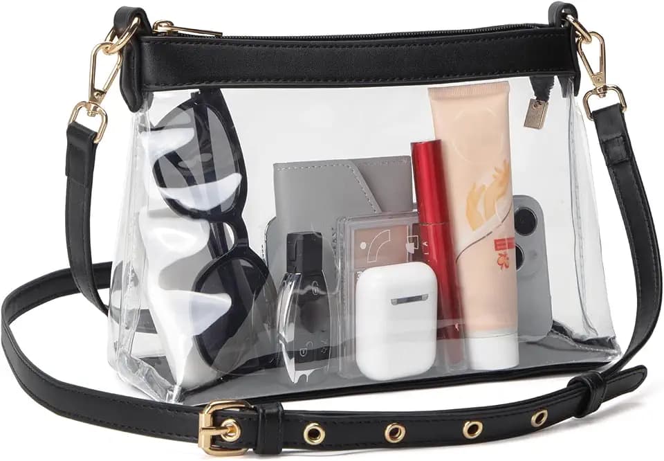 Wuflyover Clear Bag for Stadium Events, Clear Purse for Women