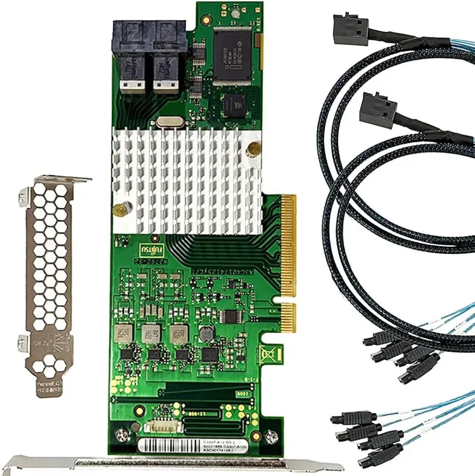 SAS HBA Card Compatible with LSI 9207-8i & 9300-8i IT Mode with SATA Cables