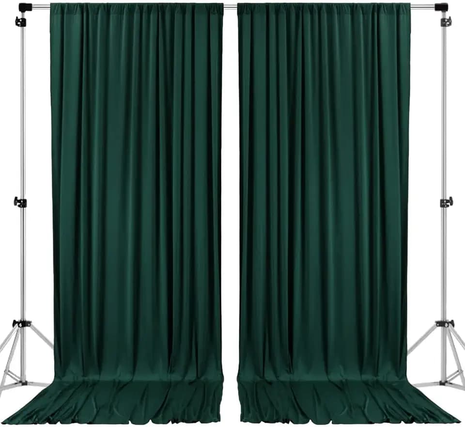 AK TRADING CO. 10 feet x 10 feet Black Polyester Backdrop Drapes Curtains Panels with Rod Pockets - Wedding Ceremony Party Home Window Decorations Hunter Green