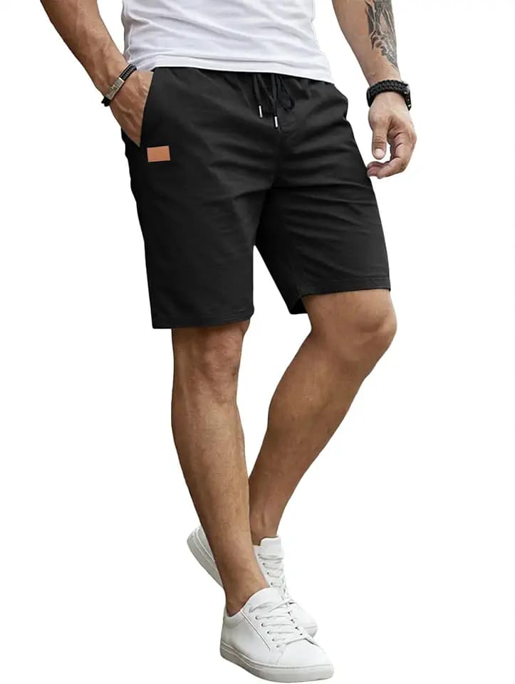 Dokotoo Men Mens Casual Cotton Shorts Drawstring Elastic Waist Summer Golf Pants Stretch Twill Beach Chino Shorts