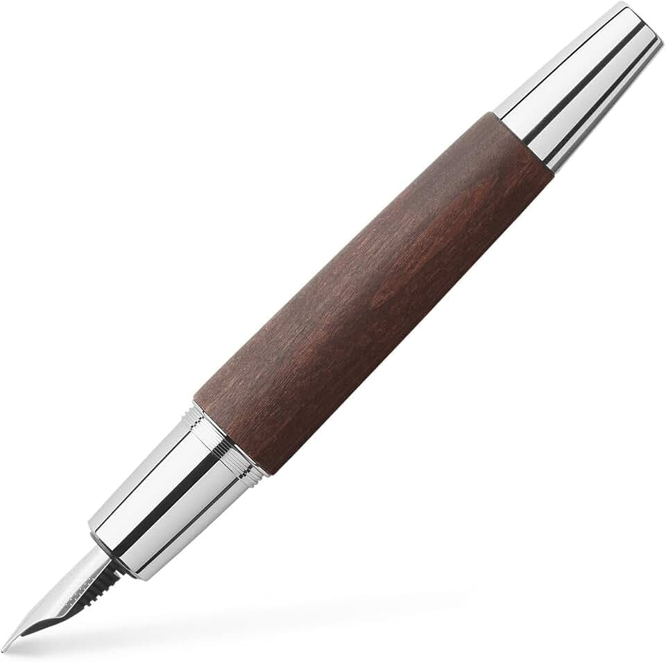 FABER-CASTELL - Füller e-motion Holz Chrom, Feder F, dunkelbraun