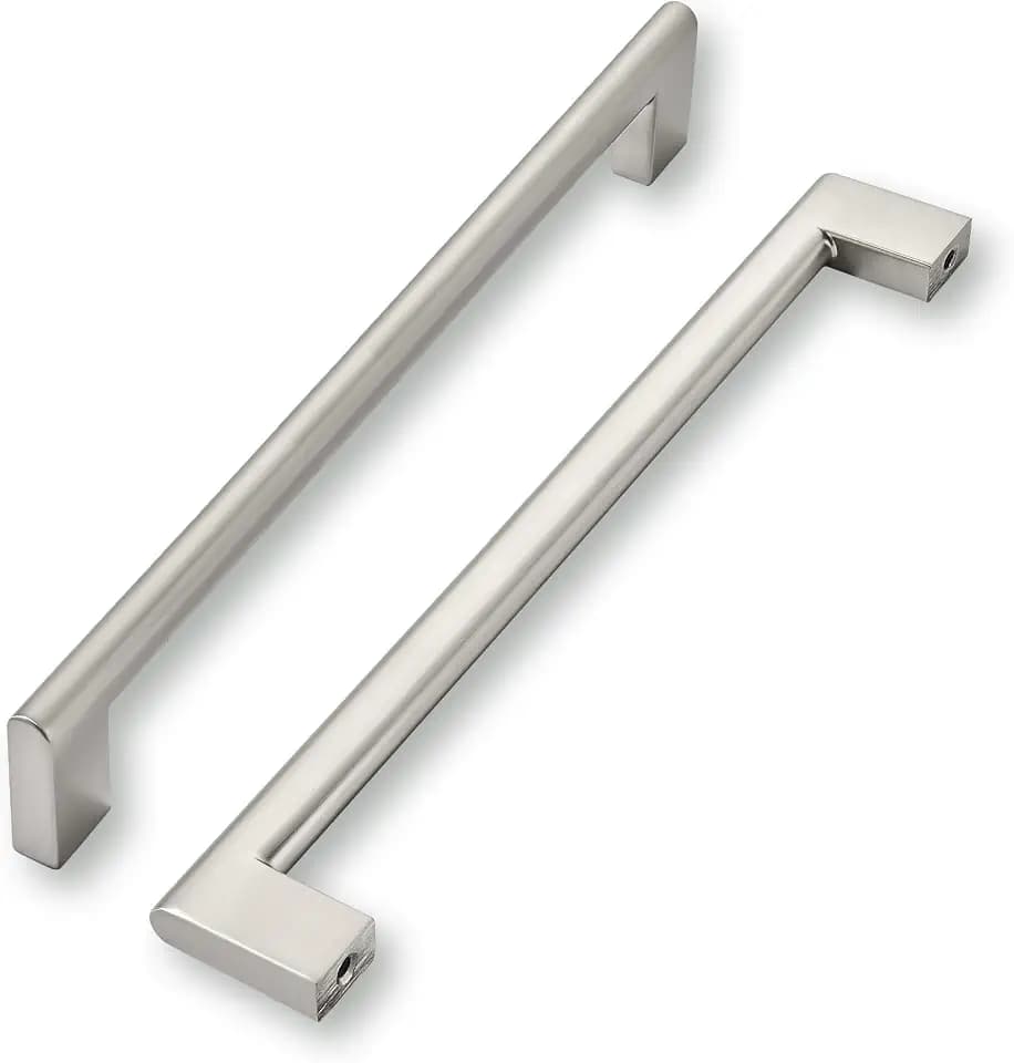 khtumeware 8 Inch Hole Center 6 Pack,Brushed Nickel Cabinet Pulls Heavy Duty Solid Satin Nickel Kitchen Drawer Handle Antique Cabinet Hardware for Bathroom, Drawer, Cabinet