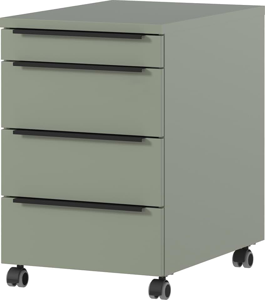 Germania Rollcontainer 4377-628, in Taupegrün, mit Utensilienfach, 42 x 63 x 60 cm (BxHxT)