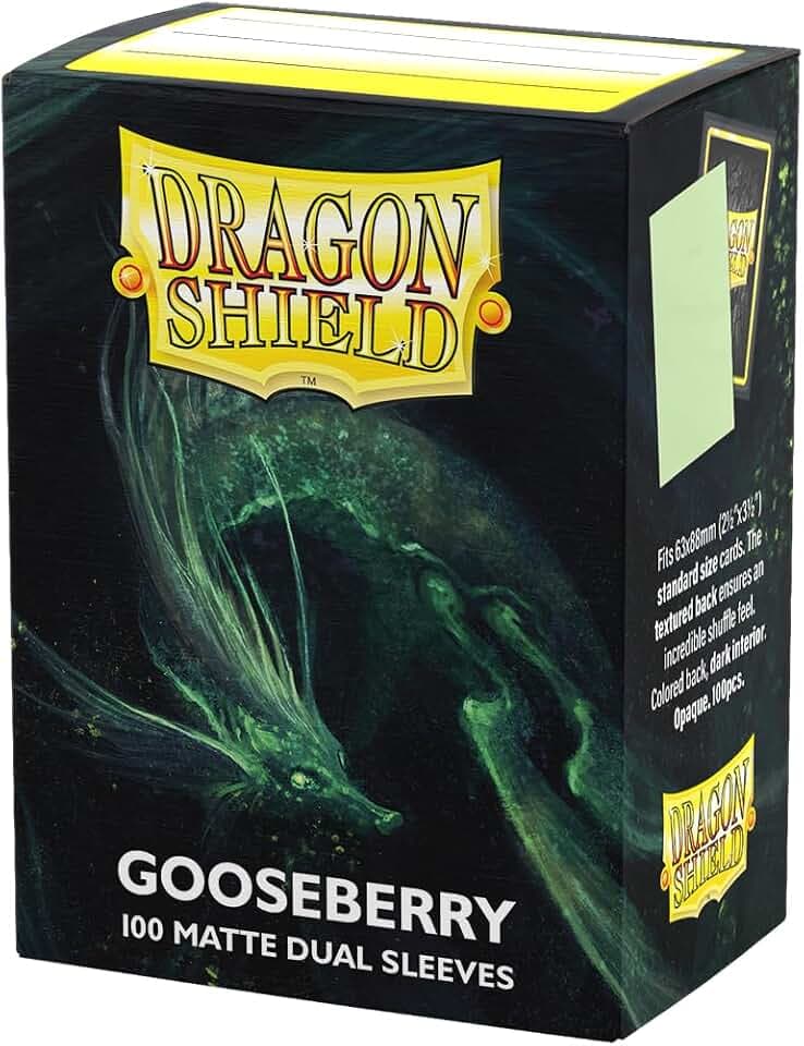 Dragon Shield | Matte Dual Standard Size Card Sleeves | 100 CT - Smooth & Tough Premium TCG Sleeves - Compatible with Pokemon, Flesh & Blood, One Piece & Magic the Gathering | Gooseberry