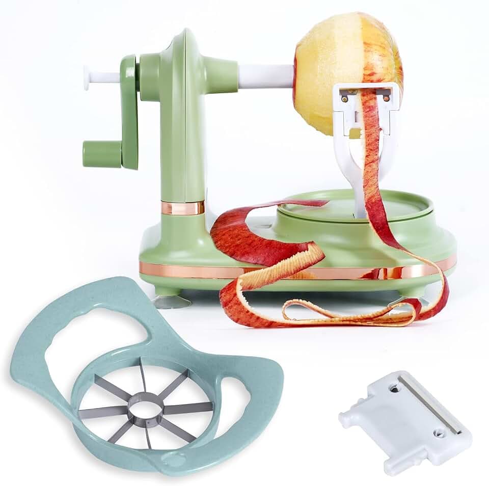 Soft Home Upgraded Plastic Apple Peeler, Pear Peeler and Apple Slicer Corer with Stainless Steel Blades(one backup blade included)