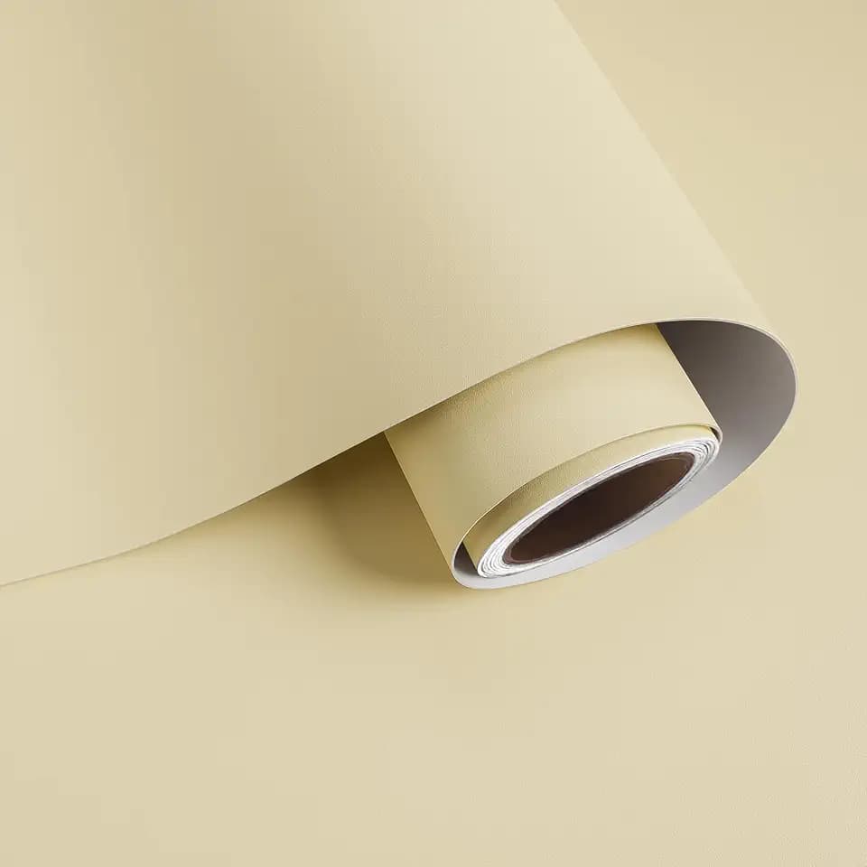 VaryPaper 15.7"x78.7" Neutral Beige Wallpaper Stick and Peel Cream Contact Paper for Cabinets Countertops Waterproof Decorative Solid Beige Vinyl Wrap Removable Cream Wallpaper for Nursery Bedroom