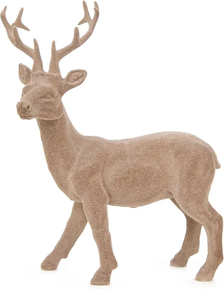 Logbuch-Verlag Hirsch Figur cremefarben, Weihnachtsdekoration zum Hinstellen, Rentier Dekofigur Weihnachten, Weihnachtsfigur 16 x 7,5 x 22,5 cm
