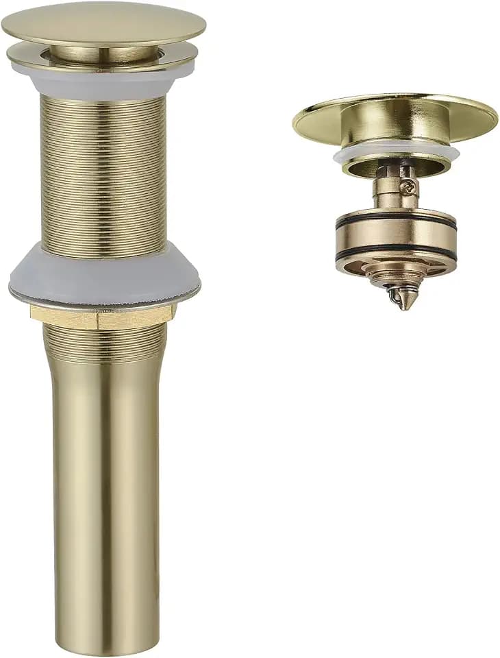 BWE Bathroom Vessel Sink Drain Stopper, No Overflow, Brushed Gold