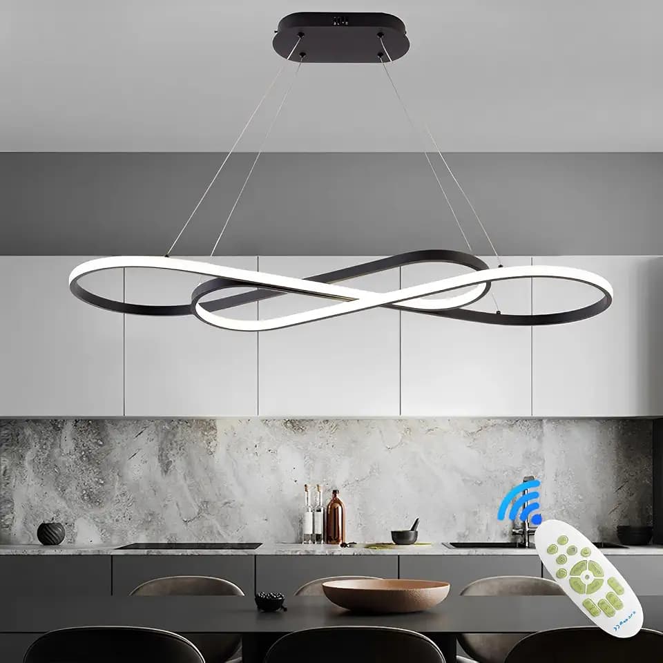 57W LED Pendelleuchte Esstisch Doppelfigur 8 Hängeleuchte Schwarz