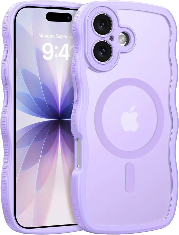 BENTOBEN Magnetic for iPhone 17 Case, Cute Wavy Full Camera Protection [Compatible with MagSafe] Translucent Matte Anti-Slip Bumper Women Girls Boys Protective Cover for 17 6.3", Light Purple