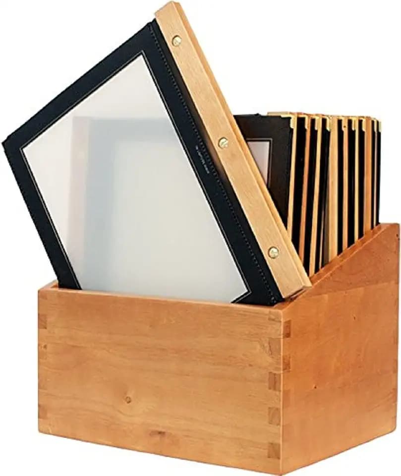 Securit Wood-Range A4 Menükarte (x20) inkl. Box, inkl. 2 dopplete Einlage für Menüs (für 4 Seiten A4), Schwarz
