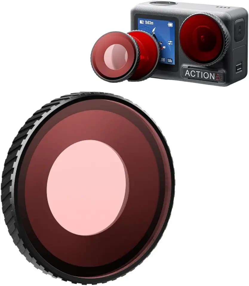 Diving Filters for DJI Osmo Action 5 Pro / 4,Filter Lens Protective Protector Cover for DJI Osmo Action 5 Pro / 4 (Light Red)