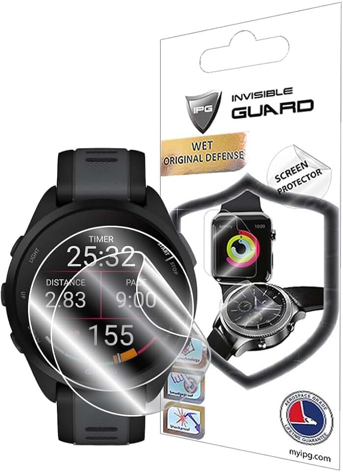 IPG for Garmin Forerunner 165, 165 Music Hydrogel Screen Protector (2 Units) Invisible HD Clear Film Anti Scratch Guard-Smooth/Self-Healing/Bubble for Forerunner 165