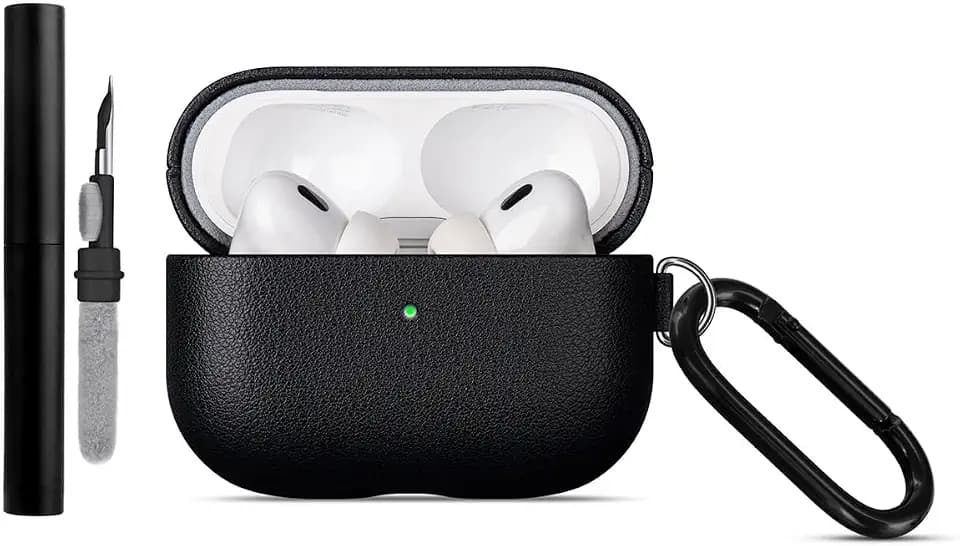 LOPIE Leather Case for AirPods Pro 3rd Generation (2025) - Black