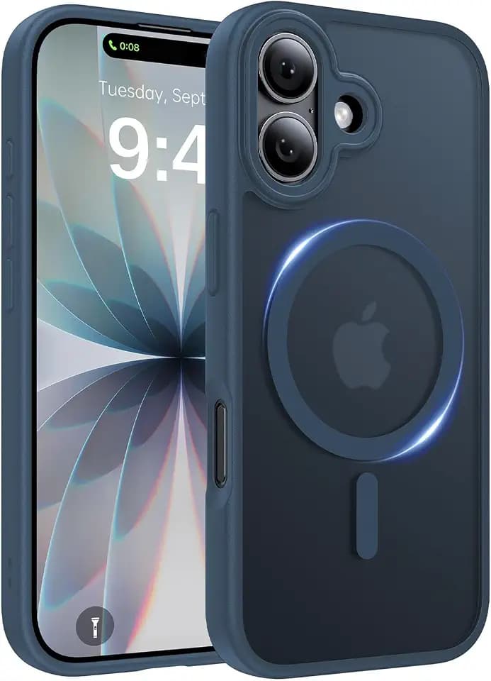 Magnetic for iPhone 17 Case, [Anti-Slip] [Military-Grade Drop Protection] [Camera Protection] Skin-Friendly Slim Translucent Shockproof Protective for iPhone 17 Phone Case, Midnight Blue