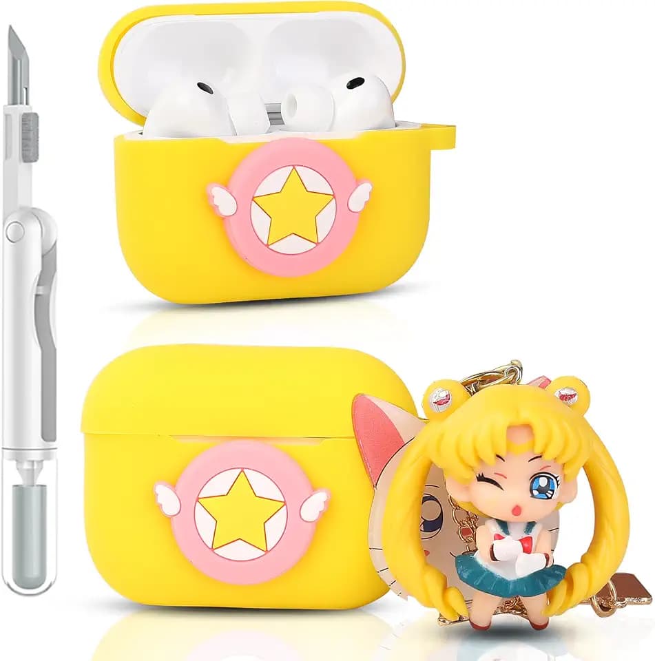 Case for AirPods Pro 3 | for AirPods Pro 3rd Generation 2025 | Silicone Cover | Full Protection | Cartoon Skin Design | with Cleaning Kit | and Various Styles Cute Doll Keychain for Boy Girl (MONSD)