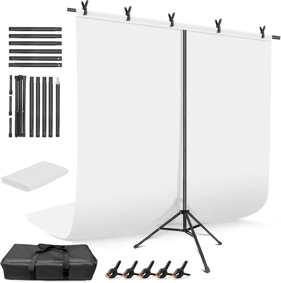 White Backdrop with Stand, 6.5x8.2FT Background with 7.5x7.9FT Stand