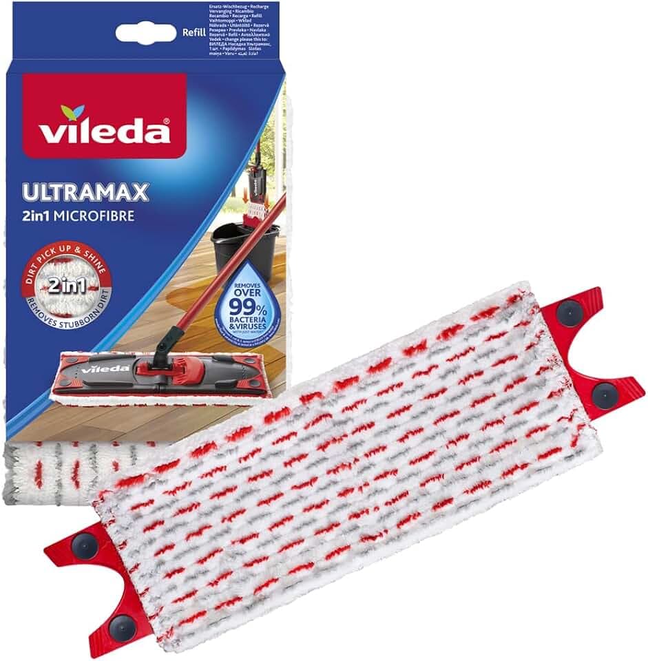 Vileda Ultramax Ersatzbezug für Bodenwischer | Mikrofaser Wischmopp-Bezug für alle Hartböden wie Parkett, Laminat & Fliesen - Waschmaschinengeeignet | 1 Stück
