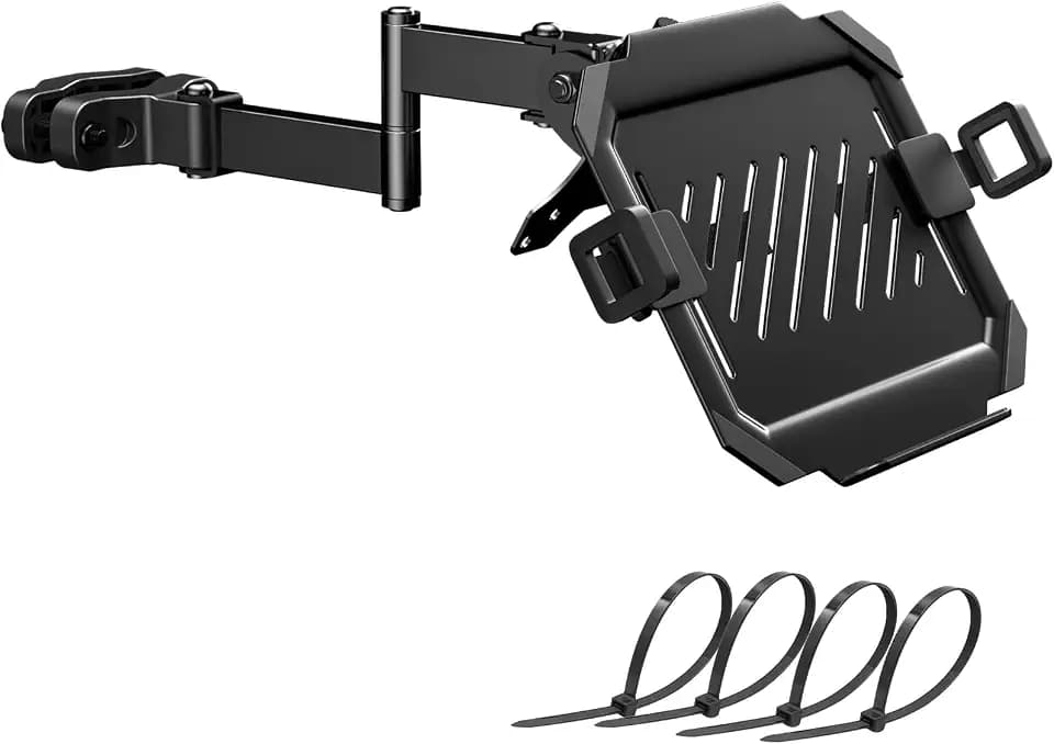 PUTORSEN Laptop Pole Mount Tray – Universal Full Motion Arm Holder with Removable 75mm & 100mm VESA Plate, Fits 12–18 Inch, Black