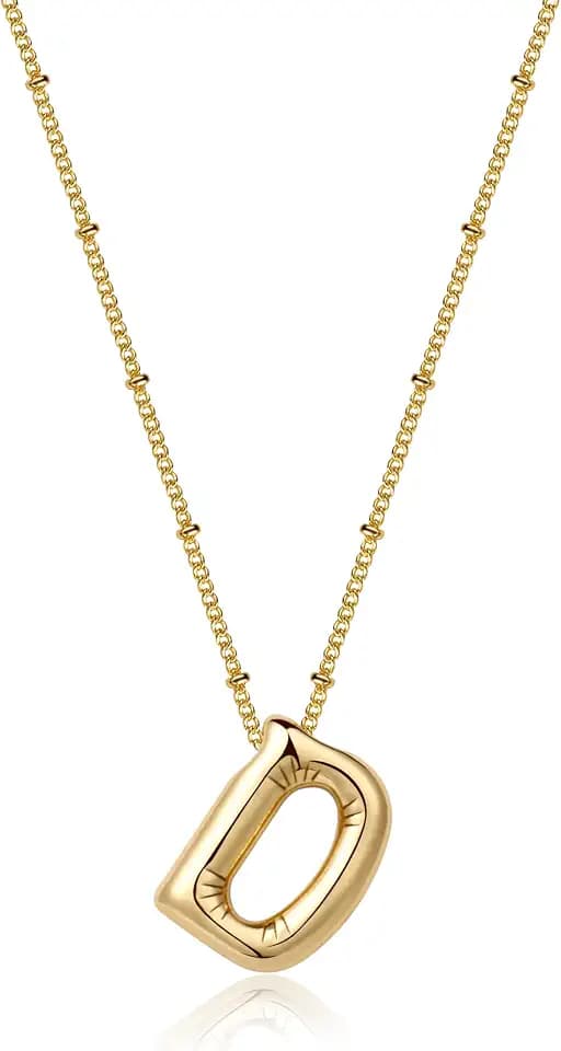 Initial Necklaces for Women Gold Dainty Bubble Letter Necklace for Gifts
