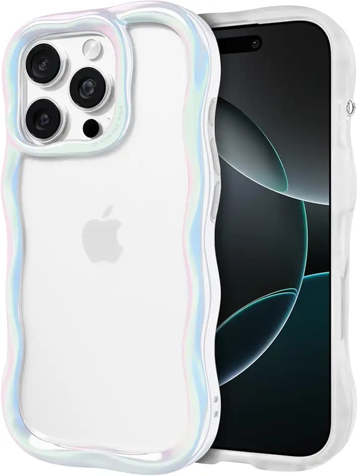 iFace BeBling Wave Case Compatible with iPhone 16 Pro [Fashion Mirror Chrome Design, Reflective Metallic Shine, Shockproof, Camera Protection] Stylish Gift for Trendsetters – White Aurora