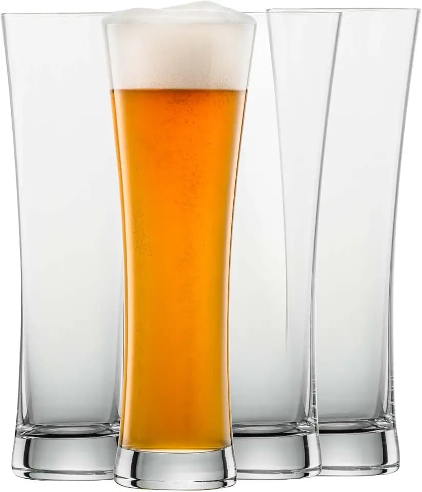SCHOTT ZWIESEL Weizenbierglas Beer Basic 0,5 l (4er-Set), geradlinige Weizengläser für Weizenbier, spülmaschinenfeste Tritan-Kristallgläser, Made in Germany (Art.-Nr. 130007)