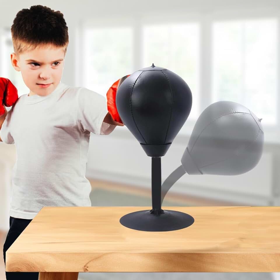 Punchingball, Punchingball Tisch mit Federn, Saugnapf zum Stressabbau für Chef, Kollegen, Freunde, 18x17.5x37 cm