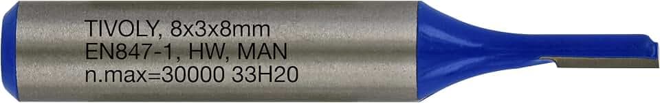 Tivoly XT60642067831 Frässtifte für Oberfräse, gerade, 2 Schneiden, Diamantschliff, Durchmesser 3 mm, Blau