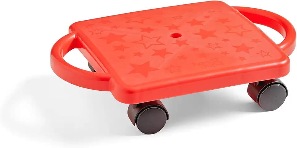 hand2mind Red Indoor Scooter Board with Handles, Ages 5+