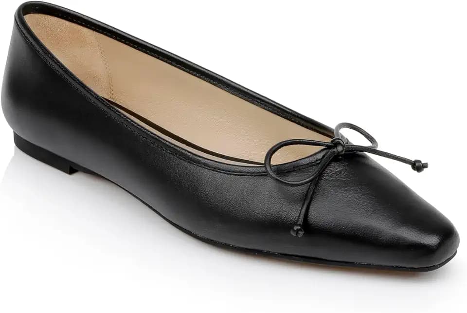 Badgley Mischka Women's Cam Pointed Toe Leather Flats with Bow