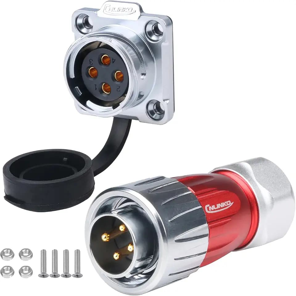 CNLINKO M20 Waterproof Connector，DH Series 20 2/3/4/5/7/9/12 Pin Bayonet Connecting Type Metal Shell Soldering Male Plug Female Socket IP68 Connectors (4-Pin)