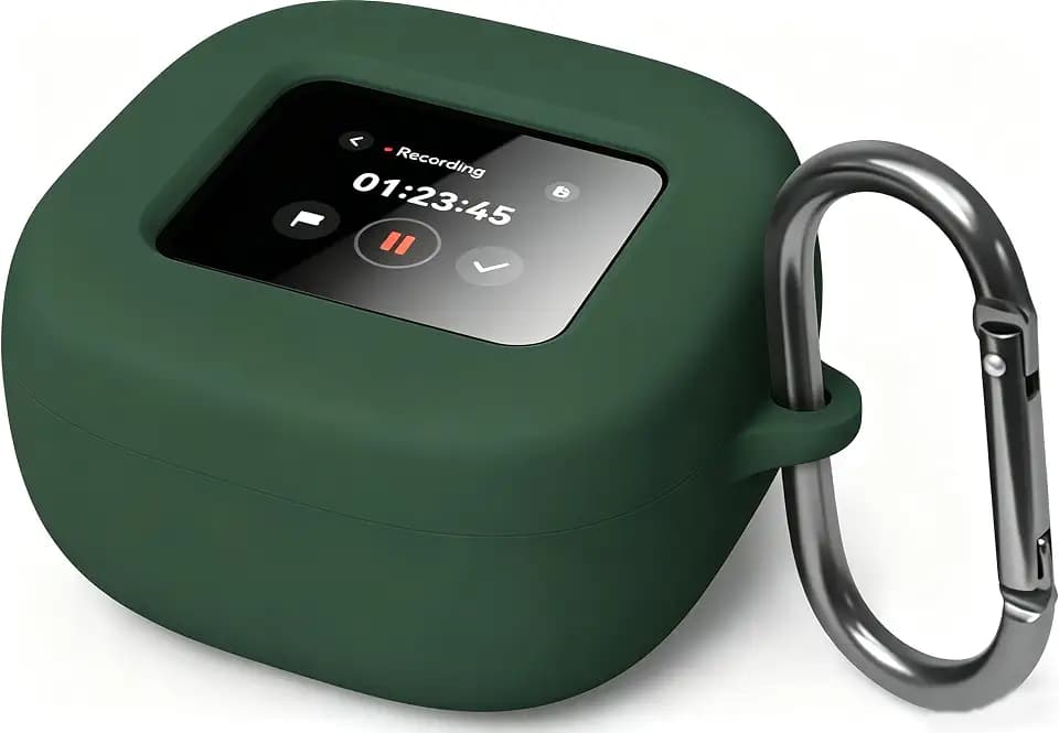 Geiomoo Silicone Cover for Anker Soundcore Liberty 5 Pro Max Case, Soft Flexible Scratch Resistant Protective with Carabiner (Emerald Green)