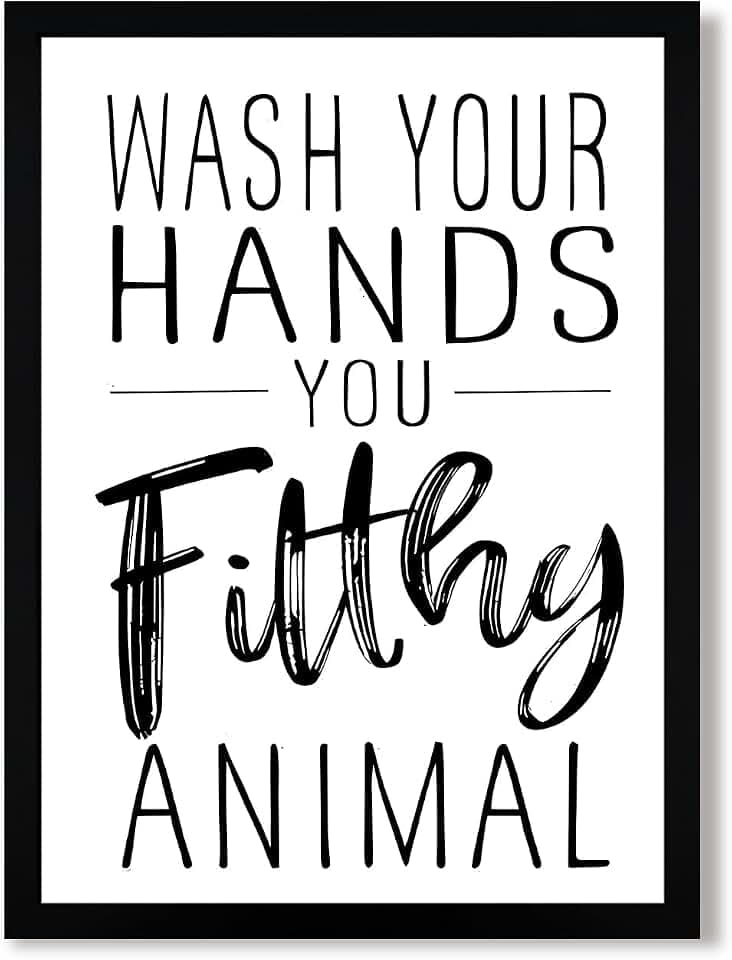 Urmoya Funny Quote Sign Black and White Bathroom Decor Wall Art 12x16 in