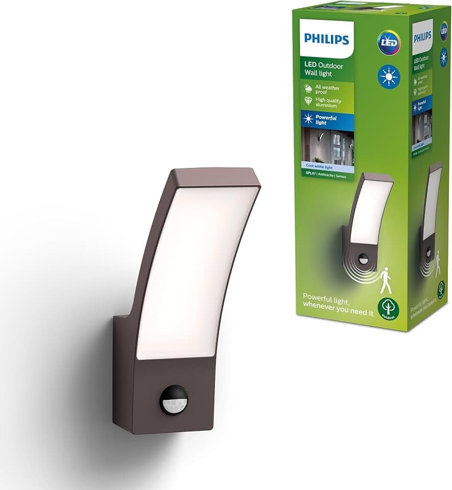 Philips Splay LED Außen-Wandleuchte mit Bewegungsmelder, 1600 lm, Anthrazit