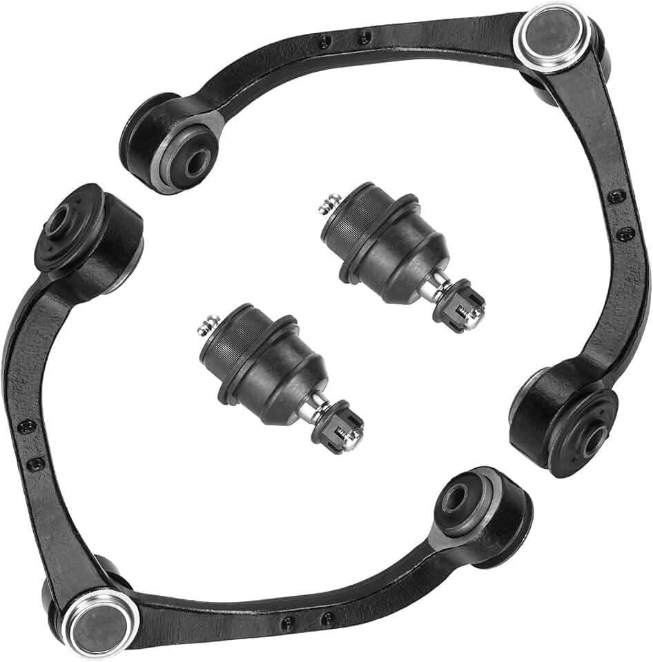 2WD/4WD Front Upper Control Arms w/Ball Joints & Front Lower Ball Joints Suspension Kit for 2005-2010 Dodge Dakota, 2011 Ram Dakota, 2006-2009 Mitsubishi Raider (4PCs)