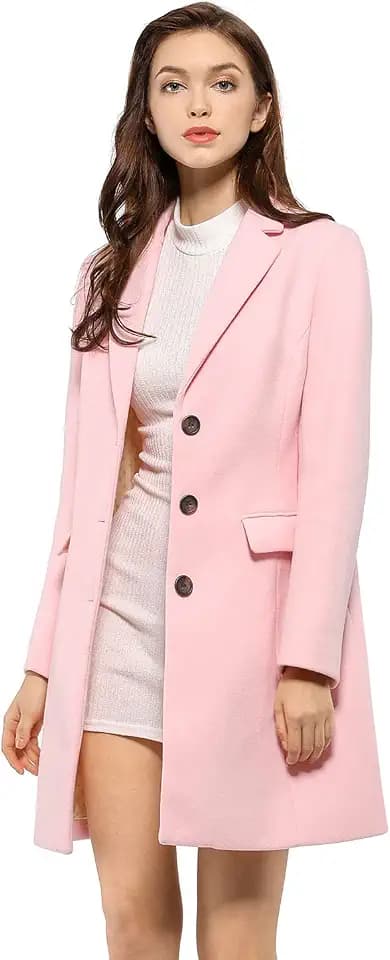 Allegra K Damen Wollmantel Revers Knopfleiste Wintercoat Mantel