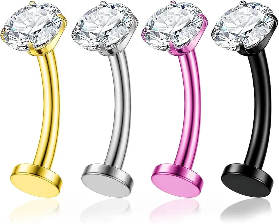 14G Titanium Small Floating Belly Button Ring Set, Flat Design, 4PCS