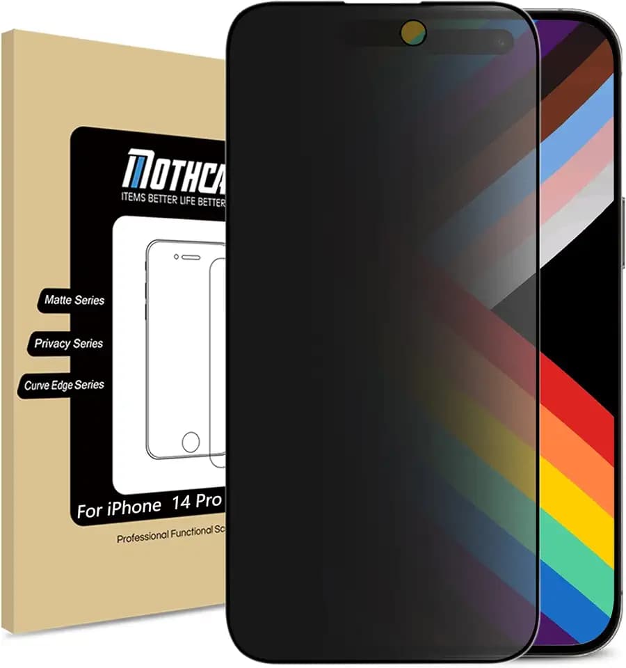 Mothca Matte Privacy Screen Protector for iPhone 14 Pro 6.1-inch 2022 with Alignment Sticker, Anti-Spy Anti-Glare Full Coverage Tempered Glass Anti-Fingerprint Smooth Film, Easy to Install