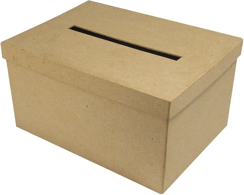 Rayher Geschenkkartenbox mit Schlitz, Pappmaché Kartenbox, FSC Recycled 100%, 30x21x15cm (LxBxH), Briefbox, Geldbox, zum Verzieren, 67202000, Natur