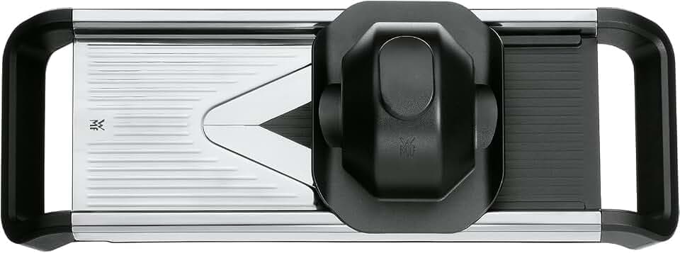 WMF Top Tools Gemüsehobel 37 x 12,5 cm, Cromargan Edelstahl, Hobeleinsatz, Fingerschutz, Aufbewahrungsbox für Hobeleinsätze