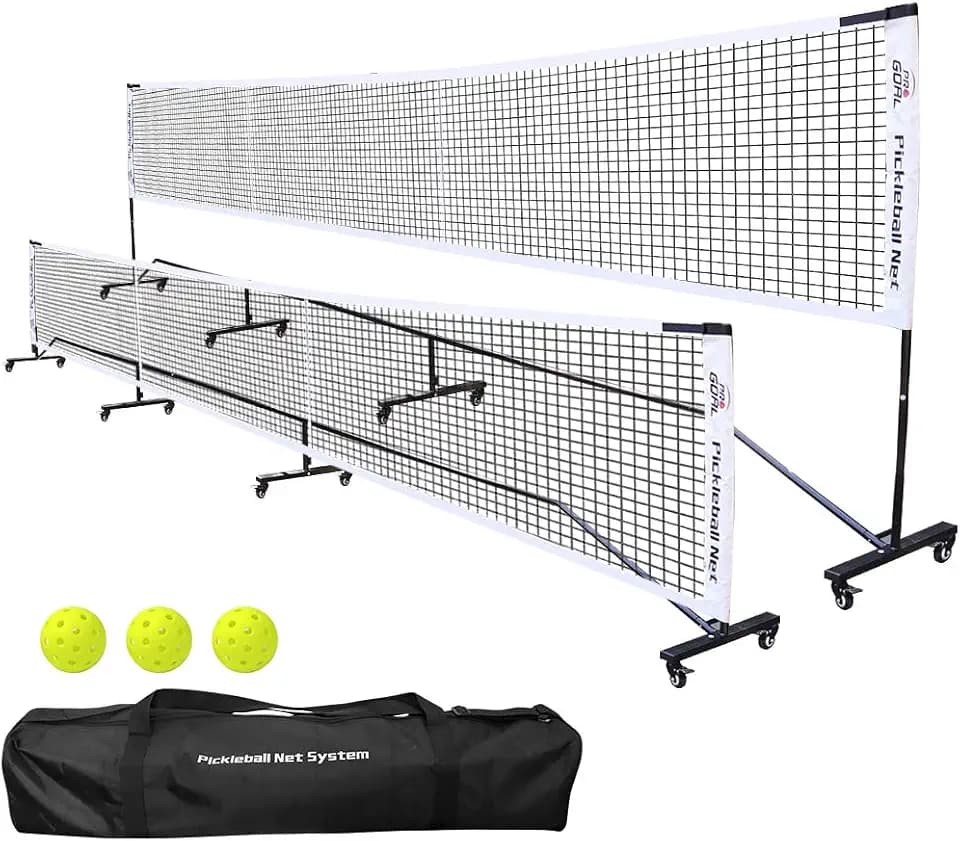 Badminton Pickleball Net System with Universal Wheel,Movable Steady Metal Frame,Strong Nylon Net and Carrying Bag,22 Feet Portable Height Adjustable Net for Pickleball and Other Games