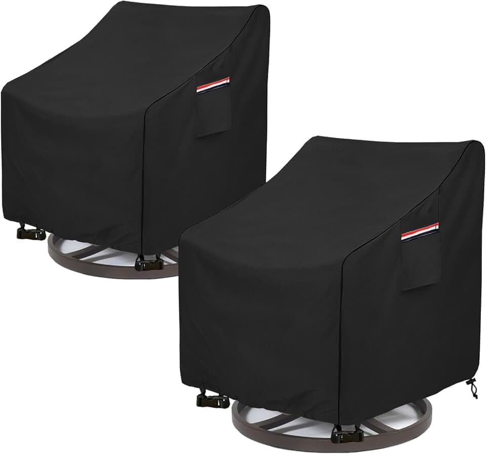 Okcool Patio Chair Covers,Heavy Duty 600D Outdoor Furniture Covers Fits up to 27.5"W x 32.5"D x 39"H inches -2 Pack,Black