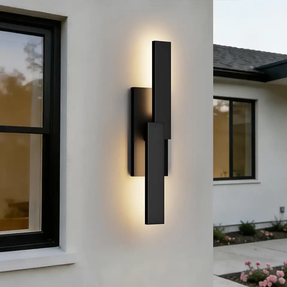 LamQee 24 Inch Aluminum Modern Outdoor Wall Light, 3000K 1000LM 20W Integrated LED, Matte Black Exterior Lighting Fixtures IP65 Waterproof Contemporary Outside Sconce for House Porch Patio Garage Door