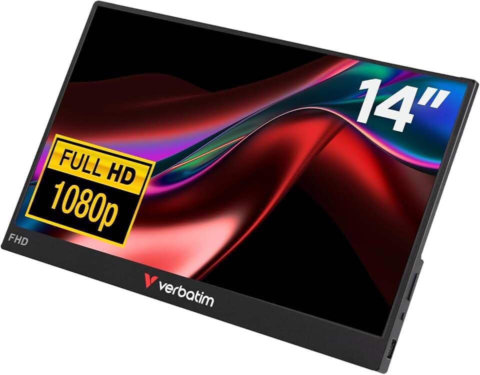 Verbatim 49590 Tragbarer Monitor 14", 1920x1080 Full HD LCD, Schwarz, PM-14