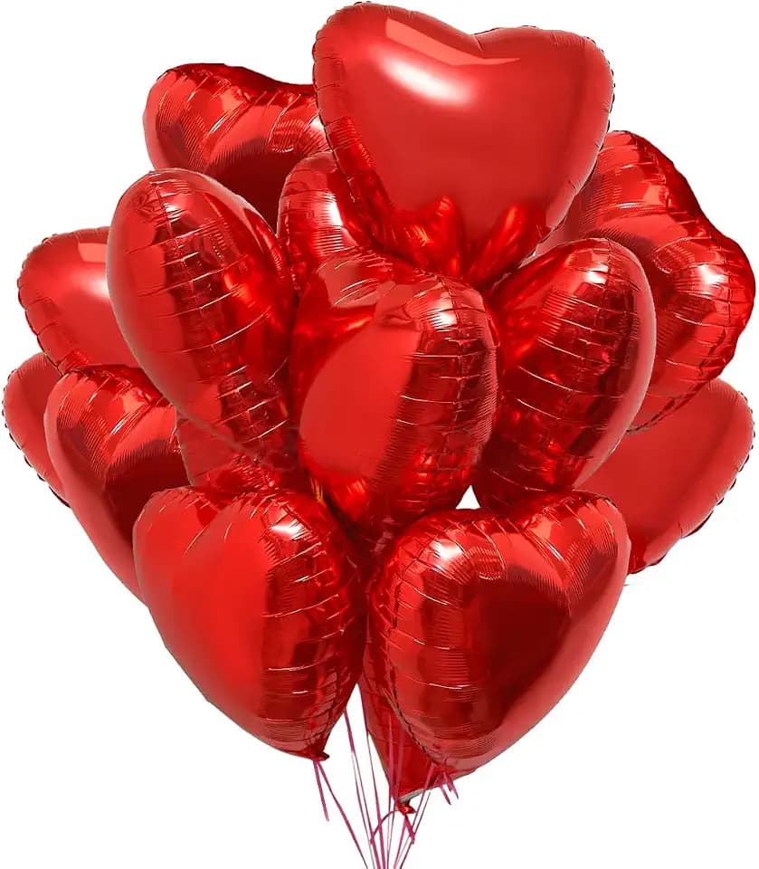 25 Herz Folienballons Rot Helium Luftballon, Romantisch Deko, Dekoration für Romantische Atmosphäre