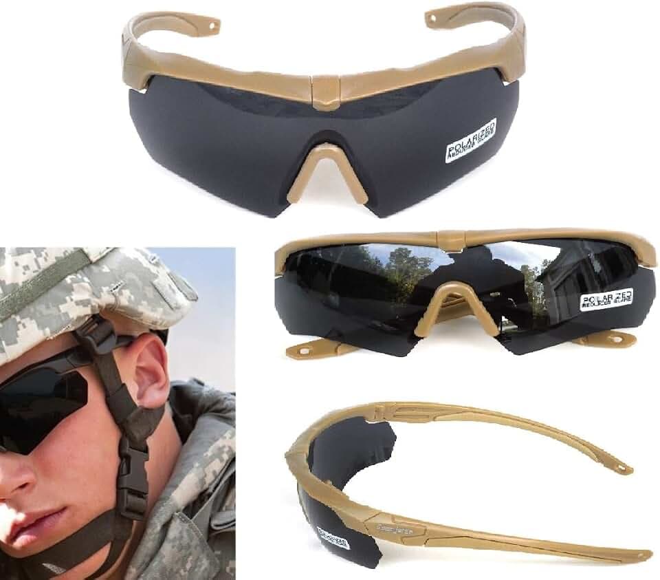 GALAXYLENSE Tactical Combat Glasses For Men - Shooting Glasses - 3 Color Polycarbonate Replacement Lens Multi Selection