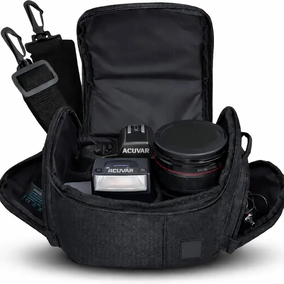 eCostConnection Medium Camera Bag Case – Soft Padded Camera Equipment Bag for DSLR & Mirrorless Cameras, Fits Nikon Canon Sony, Protective Shoulder Carry Bag