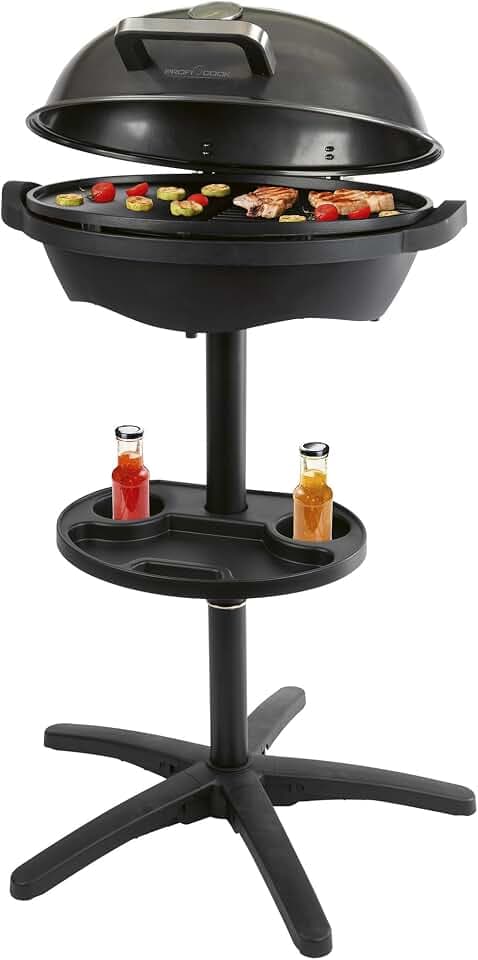 ProfiCook® Elektrogrill | Indoor & Outdoor | Rauchfrei | 2400W | Elektrogrill für Balkon | Profi-Grillplatte | Temperaturanzeige | 2in1 Stand/Tischgrill elektrisch | Grill elektrisch | PC BQS 1303